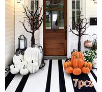 Yctze Citrouilles Artificielles Orange, 7 Pièces, pour Halloween et Thanksgiving, Décoration de Table à Domicile et Options de Personnalisation (White)