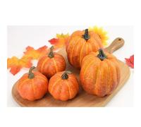 Yctze Citrouilles Artificielles Orange, 7 Pièces, pour Halloween et Thanksgiving, Décoration de Table à Domicile et Options de Personnalisation (Orange)