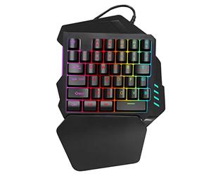 Yctze - Clavier de Jeu à Une Seule Main, 35 Touches, Clavier à Réponse Rapide avec Touches FN et Lumières Respiratoires Fraîches
