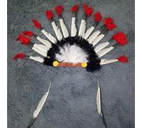 Yctze Coiffe Indigène en Plumes Colorées, Costume de Chef Indien, Couvre-chef en Plumes Artificielles pour Adultes et Enfants, Halloween et Fête (Couleur assortie)