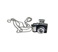 Yctze Collier D'appareil Photo Flash, Chaînes D'appareil Photo Lumineuses, Petit Pendentif en Acier Inoxydable pour Hommes et Femmes.Style Hip Hop personnalisé pour Vêtements de (Black)