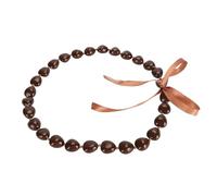Yctze Collier de Noix Bonne Chance Kukui Nut Lei Collier avec Nœud en Ruban pour l'obtention du Diplôme 76 Cm / 29,9 Pouces de Noix Beige, de de Remise des Diplômes, de de Lei, de Remise de Diplôme