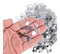 Yctze Confettis Just Married - Forme de Cœur et Décoration « Just Married » pour Mariages, Saint-Valentin, Anniversaires et Travaux Manuels - 100 G de Confettis à Paillettes en PVC pour Décoration