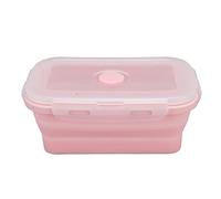 Yctze Conteneur de Stockage de Nourriture en Silicone Pliable - Boîte à sans -ondes pour le Déjeuner, les Restes et la Préparation des Repas -, Portable et Facile à Nettoyer (PINK)