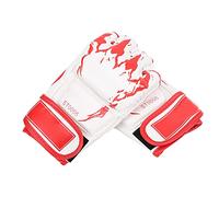 Yctze de Boxe Professionnels MMA sans Doigts Fabriqués en Cuir PU pour l'entraînement et Les Compétitions, Support de Poignet, Griffe Rouge à Fond Blanc (Griffes Rouges sur Blanc)