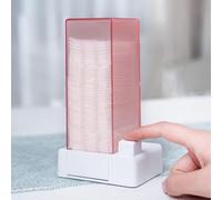 Yctze Distributeur Automatique de Cotons | Pressez Le Porte-Coton de Maquillage et l'organisateur pour des Soins de la Peau Propres | Boîte de Rangement Translucide Résistante à l'humidité en (Pink)