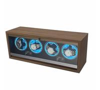 Yctze Enrouleur de Montre Automatique de Luxe avec 4 Positions, MDF et Moteur Silencieux, OWS Premium, Noyer H avec Porte en Verre EY (Porte vitrée 4 Positions d'enroulement)