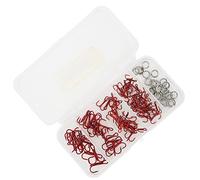 Yctze Ensemble de 100 Hameçons de Pêche Triples-hameçons Triples Barbelés en Acier à Haute Teneur en Carbone avec Double Anneau, Accessoires de Pêche Portables avec Boîte de Rangement (Rouge)