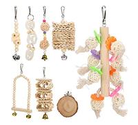 Yctze Ensemble de Jouets en Bois pour Perroquets, 8 Paquets, à Mâcher, à Grimper et à Se Balancer pour Un Jeu Actif et Un Repos