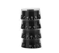 Yctze Ensemble de Remplacement de Boutons de Guitare, 4 Pièces, Commandes de Volume et de Vitesse Durables pour Guitares, Design élégant (Panneau noir lettres blanches)