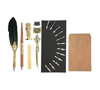 Yctze Ensemble de Stylo à Plumes élégant avec Design Rose sculpté - Costume d'écriture Britannique Rétro pour Commercial (SP248035R vert foncé)