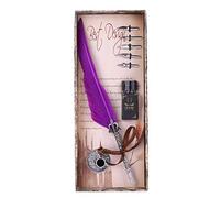 Yctze Ensemble de Stylos Plume Classiques Rétro avec 5 Plumes, Stylo d'écriture Vintage pour Calligraphie, Coffret pour les Vacances (rétro violet)