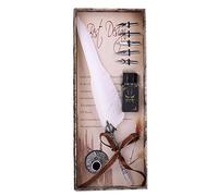 Yctze Ensemble de Stylos Plume Classiques Rétro avec 5 Plumes, Stylo d'écriture Vintage pour Calligraphie, Coffret pour les Vacances (Blanc Vintage)