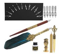 Yctze Ensemble de Stylos Vintage pour Calligraphie, écriture et Dessin - Kit Complet de Trempette avec Support en Métal élégant, Ouvre-lettre et Plumes - pour Artistes, écrivains et