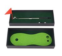 Yctze Ensemble d'entraînement de Bureau, Mini Stylo Putter à Bille, Poignée en Caoutchouc en Alliage de Zinc avec 2 Balles, Tapis d'entraînement, Idéal pour Le Bureau, la Maison et Les Golfeurs,