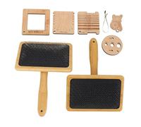 Yctze Ensemble d'outils à Tricoter en Bois-règle de Fil de 8 Pièces, Jauge de densité et Peigne de Mélange de Laine pour l'artisanat et le Toilettage des Animaux de Compagnie