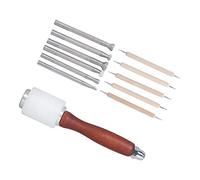 Yctze Ensemble d'outils d'estampage du Cuir 12 Pièces avec Marteau pour le Bricolage, la Fabrication de Selles et la Création de Portefeuilles - pour Débutants et Professionnels