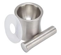 Yctze Ensemble Mortier et Pilon à Ail en Acier Inoxydable - Presse-ail en Acier Inoxydable 304 avec Double Structure Stable, Facile à Nettoyer, Broyage Parfait des épices, des Noix et des Herbes