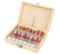 Yctze Jeu de Fraises pour le Travail du Bois, 15 Pièces, Mèches de Toupie à Tige de 8mm pour la Coupe de Fraises en Bois, Comprend une Boîte en