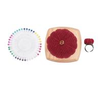 Yctze Joli Coussin à épingles en Forme de Citrouille avec Base et Doigt en Bois pour la Couture, Le Quilting et Le Bricolage (Rouge foncé)