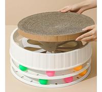 Yctze Jouet Interactif à Gratter - Grattoir Rond Haute densité Résistant aux Rayures avec Herbe à Chat et Utilisation Double Face, Idéal pour éliminer l'ennui et l'anxiété chez Les Chats (Beige)