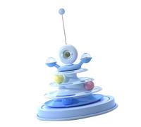 Yctze Jouet Interactif pour Chat avec 3 Pistes et Trou pour Plumes, Sûr, Facile à Assembler et Amusant pour Les Chats de âges, Jeu d'intérieur (Bleu des Profondeurs)