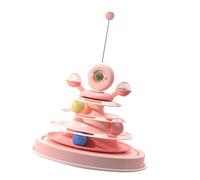 Yctze Jouet Interactif pour Chat avec 3 Pistes et Trou pour Plumes, Sûr, Facile à Assembler et Amusant pour Les Chats de âges, Jeu d'intérieur (Pink)