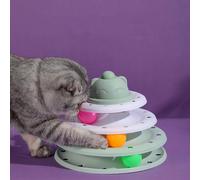 Yctze Jouet Interactif pour Chat, Plateau Tournant, Conception à 3 Niveaux pour l'exercice et Le Plaisir, Jouet pour Chaton Trackball en Vert et Blanc (Vert Blanc)