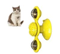 Yctze Jouets Interactifs pour Chats d'intérieur, Moulin à Vent, Jouet Rotatif Interactif Multifonctionnel pour Chaton, Peigne pour Porte Murale, Jouets Interactifs avec Herbe à Chat (Yellow)