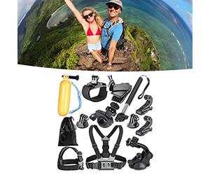 Yctze Kit Complet d'accessoires pour Appareil Photo 12 Pièces 11 10 9 8 7 6 5 - Bandeau, Poignée Flottante, Support de Poitrine, Ventouse et Plus d'aventure
