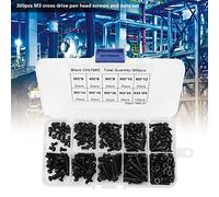 Yctze Kit d'assortiment de Vis et d'écrous à Tête Cylindrique en Acier au Carbone M3, 300 Pièces, pour Usage Domestique, de Bureau et Industriel