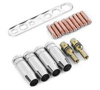 Yctze Kit de 17 Buses de Soudage avec Pointes de Contact de 0,8 Mm, Support de Buse MIG MAG Compatible avec Binzel 15AK, Comprenant des Pinces d'électrode en Cuivre et des Accessoires pour un