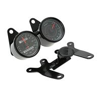 Yctze Kit de Compteur de Vitesse de Vitesse du Tachymètre 12V du Tachymètre de la Calibre avec des Lumières du Signal de Rétroéclairage LED pour Moto à Deux Odomètre à Double Odomètre