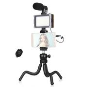 Yctze Kit de Vlog pour Smartphone Trépied Flexible et Microphone Cardioïde et Téléphone à LED de Couleur BI avec Une luminosité Réglable pour Le Stream en Direct Vlog Vidéo Video