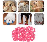 Yctze Lot de 100 Protège-Ongles en PVC Souple pour Chien - Cache-Griffes pour Toilettage des Animaux Domestiques - Rose foncé de Grande Taille - Protège Les Meubles et Les Meubles des Rayures (L)