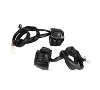 Yctze Lot de 2 Commandes de Guidon de Moto avec Faisceau de Câblage pour Guidon de 25 Mm - Commutateurs de Commande de pour Klaxon, Feux de Croisement et Clignotants (BLACK)