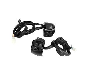 Yctze Lot de 2 Commandes de Guidon de Moto avec Faisceau de Câblage pour Guidon de 25 Mm - Commutateurs de Commande de pour Klaxon, Feux de Croisement et Clignotants (BLACK)