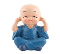 Yctze Lot de 4 Figurines de Moines Bouddha Rieurs en Résine, Ornement Zen Noir pour la Décoration de la Maison, Fontaine d'eau Intérieure, Plantes, Décoration Automobile