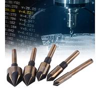 Yctze Lot de 5 Forets à Chanfrein Five 82 pour le Travail du Bois, Outils Manuels pour la Menuiserie, Acier Rapide, 60 Mm, 5 Fentes, Forets à Fraiser, Idéaux pour le Bois et le Métal Mou (Jeu de