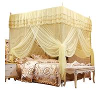 Yctze Luxury Princess Trois Ouvertures Latérales Net Lit Berceau Rideau - Elegant Yellow Polyester Netting for Bedroom Decoration (120 * 200 * 200)