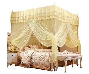 Yctze Luxury Princess Trois Ouvertures Latérales Net Lit Berceau Rideau - Elegant Yellow Polyester Netting for Bedroom Decoration (120 * 200 * 200)