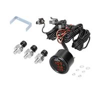Yctze Manomètre de Pression d'air à Triple Affichage, Jauge de Suspension Pneumatique Numérique LED, Jauge 0 220 PSI avec 3 Capteurs 1/8NPT, Idéal pour Instrument modifié de Voiture, Acier
