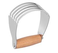 Yctze Mélangeur de Pâte en Acier Inoxydable, Emporte-pièce à 5 Lames Robustes, Emporte-pièce à Poignée Souple Confortable, Idéal pour la Cuisson de Pâtisserie, Pâte à Pizza, Gâteau (Couleur du bois)