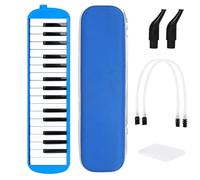 Yctze Mélodica 32 Touches, Clavier Air Piano, Plaque à Anches en Laiton de 1,0 Mm avec Embouts à 2 Tubes, Idéal pour les Débutants et les Artistes, Comprend un étui en EVA (BLUE)