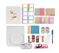 Yctze Mini 12 Accessoires Kit Camera Sac Photo Album D'album Stickers Clips de Stylo Suspendus String pour Mini 12 avec étui de Protection en Cuir PU (White)