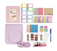 Yctze Mini 12 Accessoires Kit Camera Sac Photo Album D'album Stickers Clips de Stylo Suspendus String pour Mini 12 avec étui de Protection en Cuir PU (Pink)