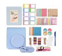 Yctze Mini 12 Accessoires Kit Camera Sac Photo Album D'album Stickers Clips de Stylo Suspendus String pour Mini 12 avec étui de Protection en Cuir PU (Blue)