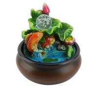 Yctze Mini Fontaine d'eau Feng Shui de Bureau avec Fonction Poisson Porte-Bonheur et Boule de Cristal Rotative pour la Décoration Intérieure de la Maison et du Bureau, Utilise Une
