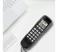 Yctze Mini Téléphone Fixe Mural avec Identification de l'appelant à écran LCD pour Hôtel de Bureau à Domicile, avec et sans Fil, Aucune Alimentation Secteur Requise Noir (Black)