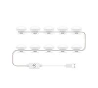 Yctze Miroir à LED Professionnel Light Light USB Température de Couleur de Couleur Infinie Contrôle Tactile de Gradation pour la vanité de Maquillage (10 Ampoules)